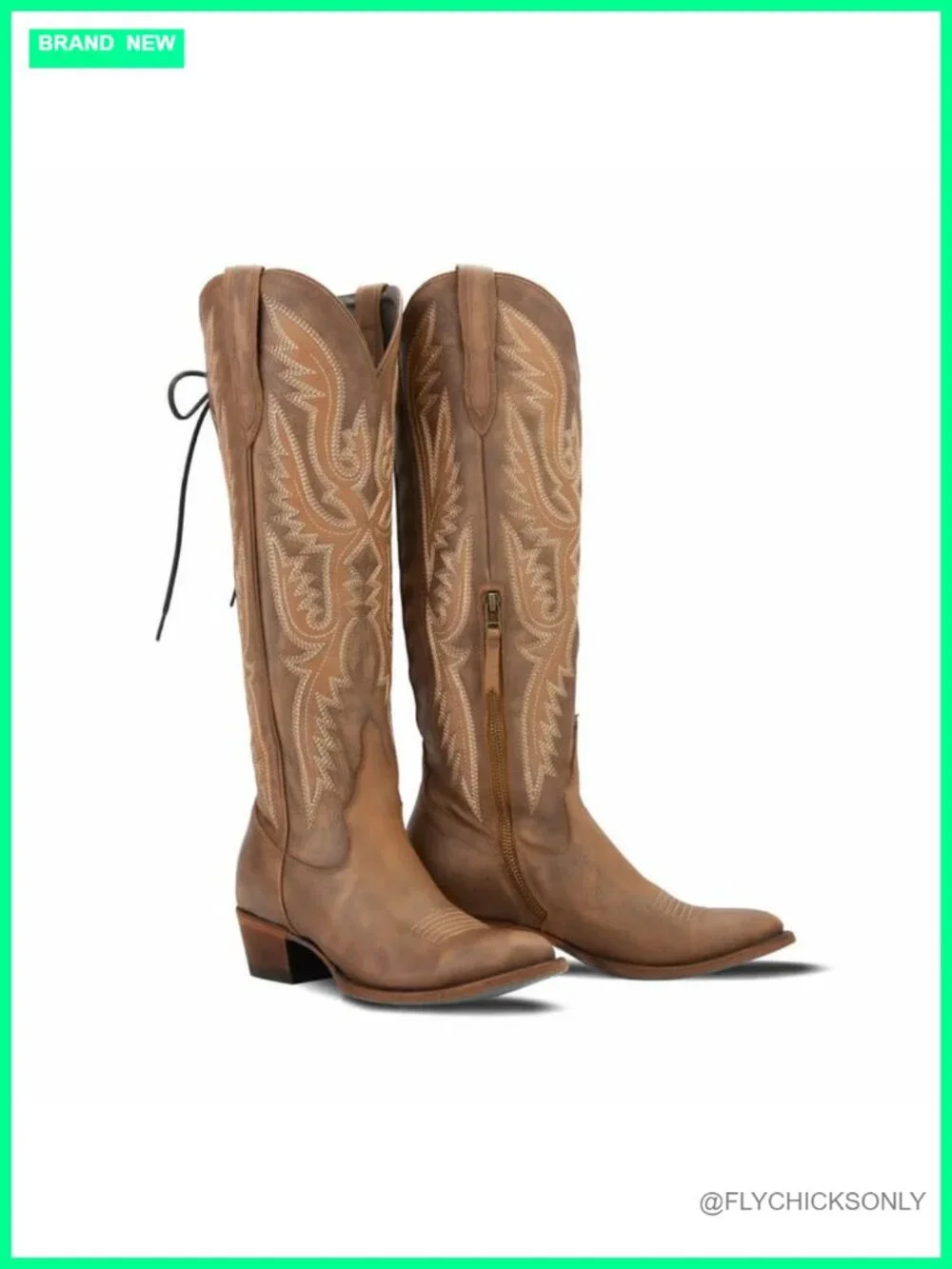 Over the Knee Cowboy Boots Women Adjustable Thigh High Cowgirl Block Low Heel